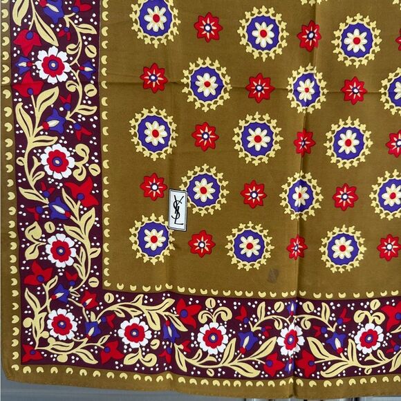 YSL Yves Saint Laurent Silk Floral Patterned Scarf - Picture 2 of 6